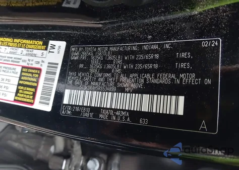 2024 Toyota Highlander Xle z USA, uszkodzony, nr VIN 5TDKDRAH5RS534899